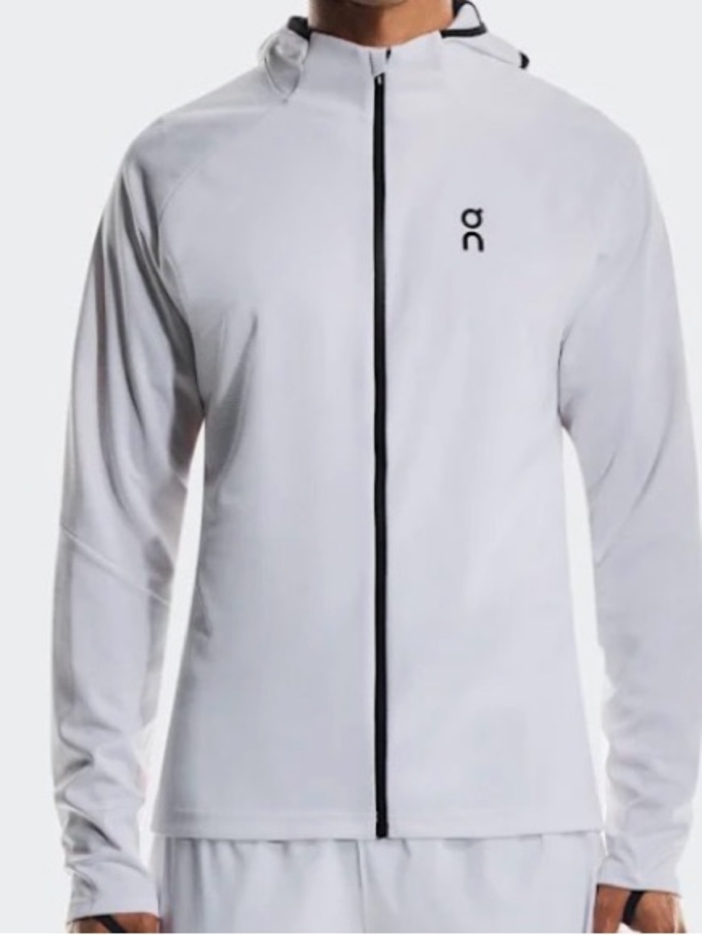 On Running White Lightweight Hooded Shirt Jacket with Black Trim